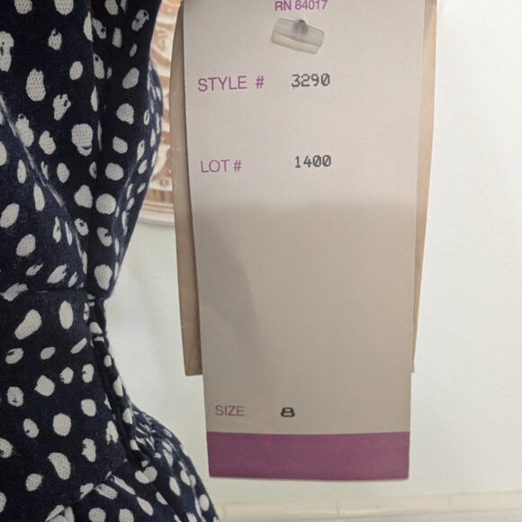 Vintage J.B. Wright Ltd Petites 80s Button Up Blue Polkadot Dress - Size 8 (NWT) - Picture 8 of 13